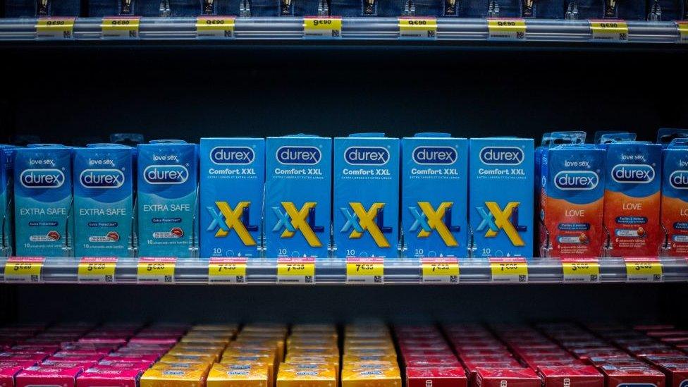 Condoms in a supermarket