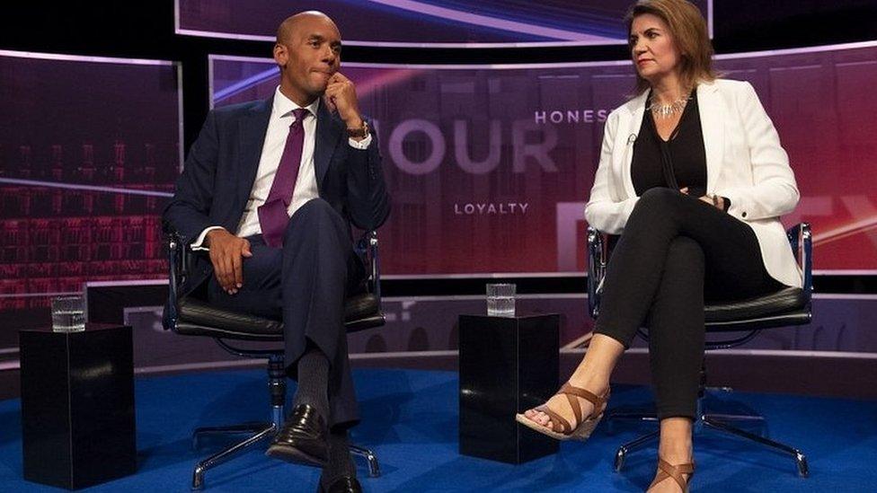 Chuka Umunna being interviewed by journalist Julia Hartley-Brewer