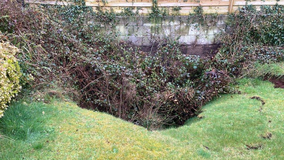 Part of garden collapsed into mineshaft