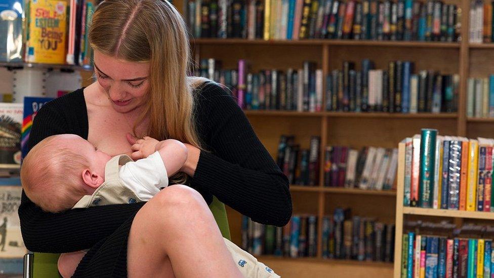 Lucy Borg, 23, breastfeeding her first baby, son Ashton