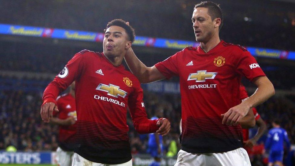 Jesse Lingard does drill dance move the gun lean after celebrating a goal against Cardiff