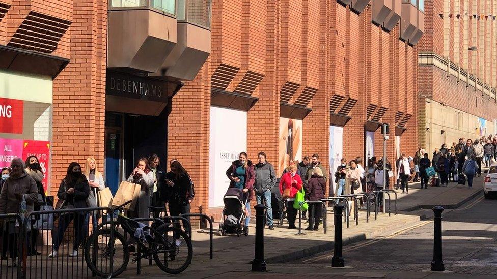 Queue outside Debenhams in Ipswich