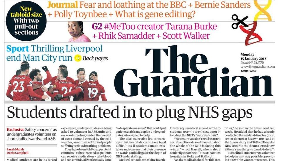 Guardian front page