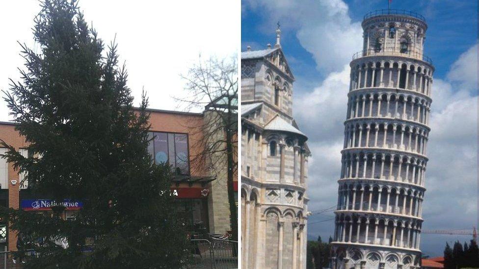 Beeston Christmas tree and Leaning Tower of Pisa