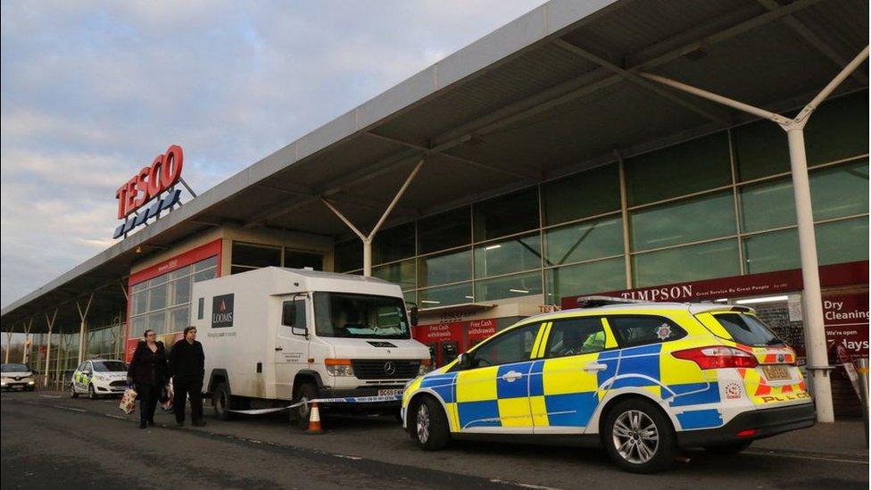 Police car outside Tesco's Clacton superstore