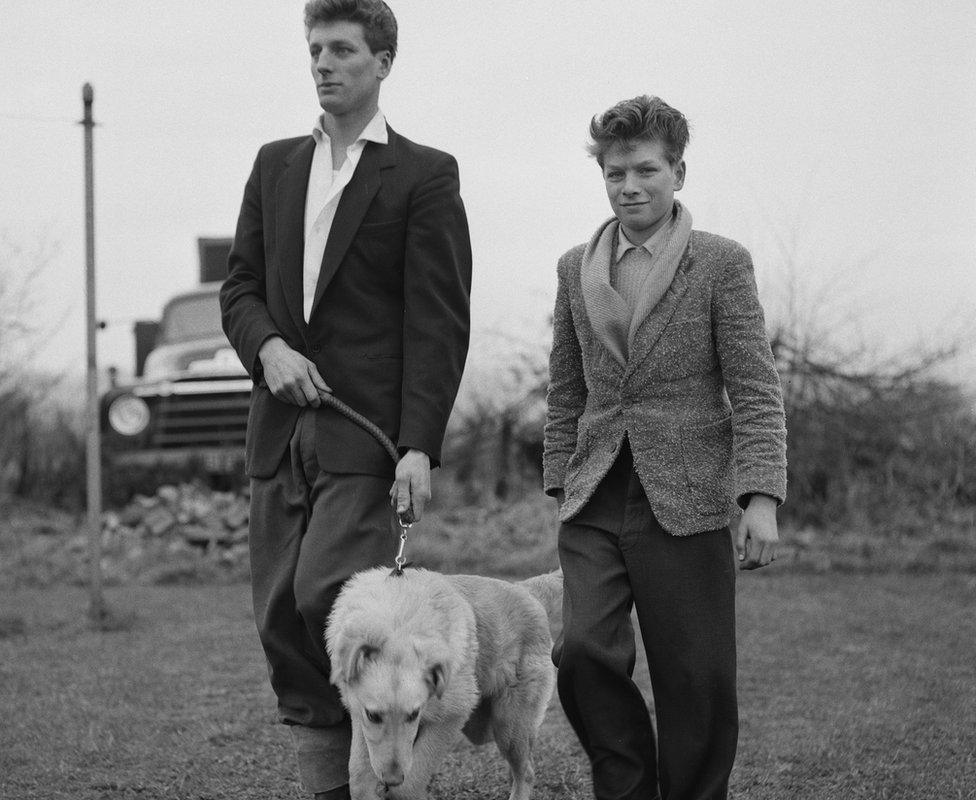 Hugh and Brian Symonds with dog Rip