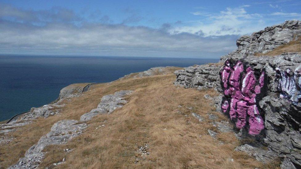 Graffiti on rocks at the Great Orme