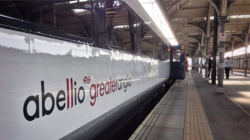 A train at Norwich Station