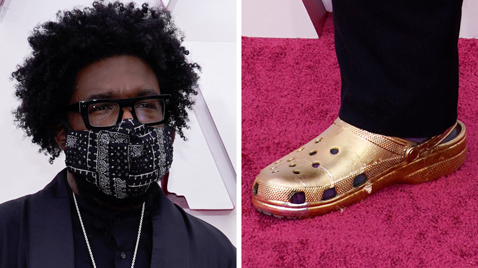 Questlove and gold Crocs