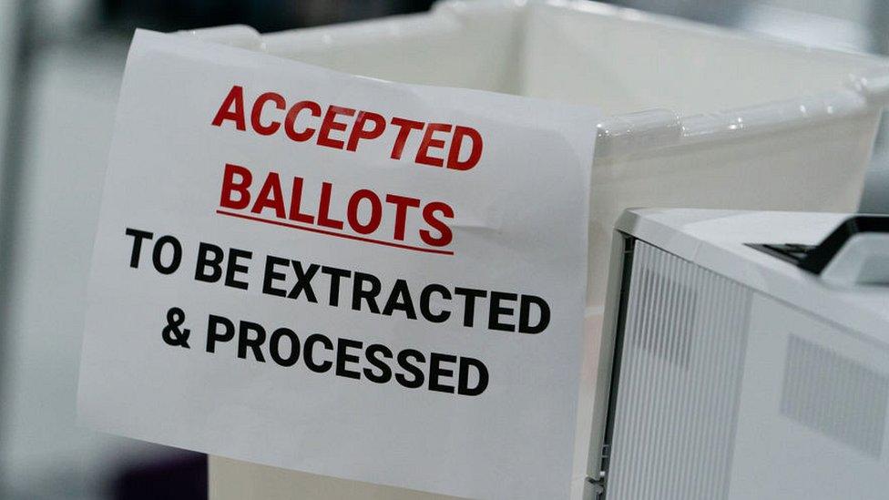 Ballot collection boxes in Lawrenceville, Georgia