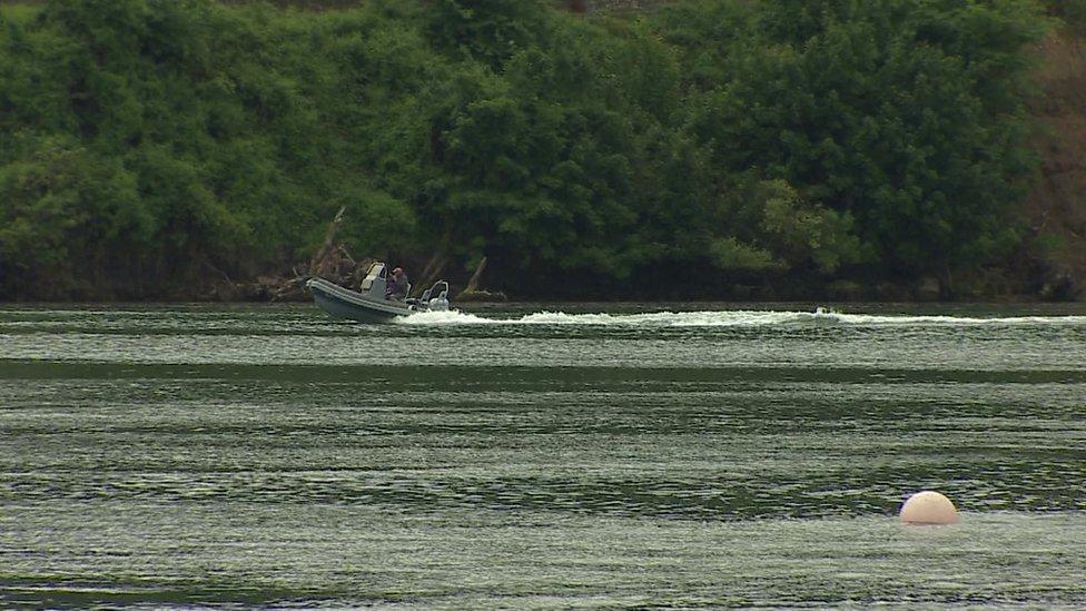 Rib boat on Menai Strait