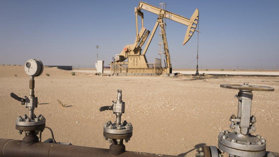 Drilling for oil along in the South Kuwait desert, Saudi Arabia, near the border with Iraq, 12 September 12 2016