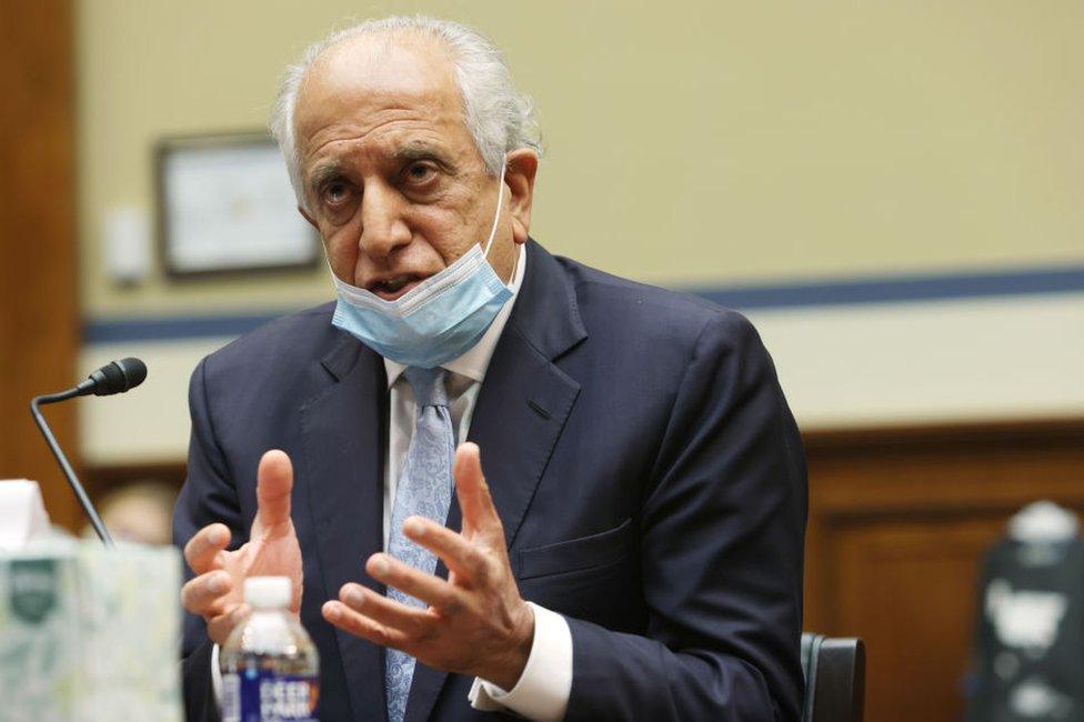 U.S. Special Envoy for Afghanistan Zalmay Khalilzad testifies during a hearing before a subcommittee of the House Committee