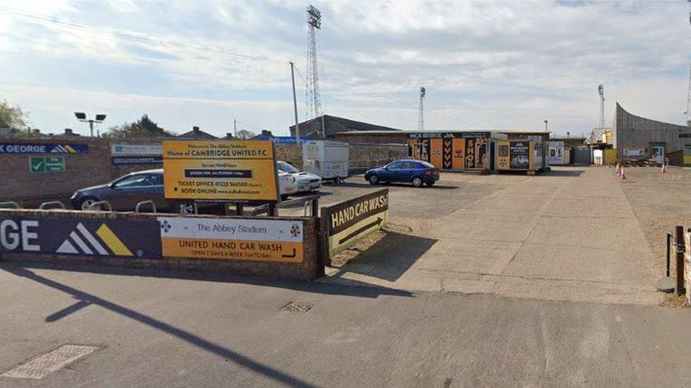 A view of the entrance to Cambridge United's Abbey Stadium on Newmarket Road