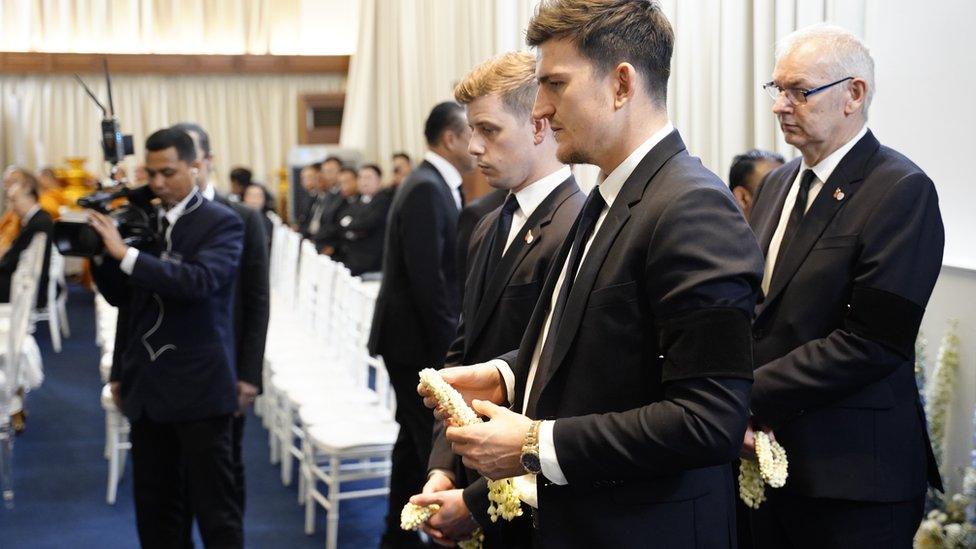 Players at Vichai Srivaddhanaprabha's funeral