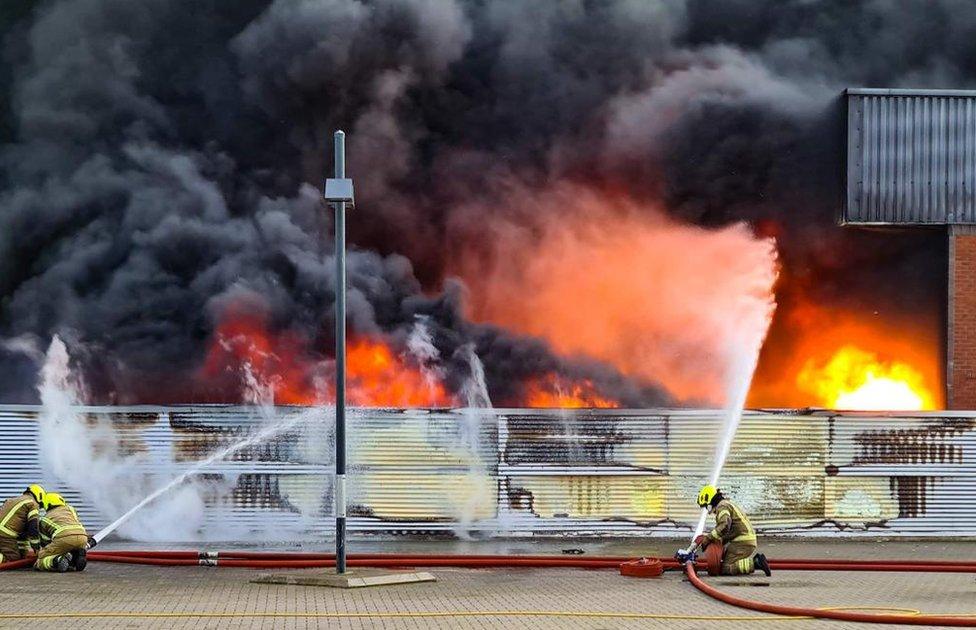 Fire at recycling centre on Abbeyfield Road, in Lenton, Nottingham