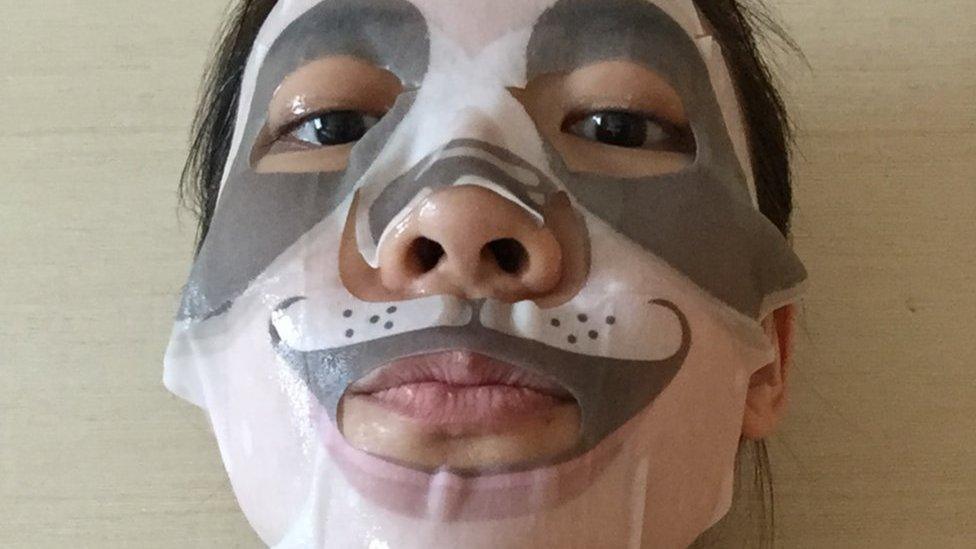 Heather Chen wearing hydration mask 02 July 2015