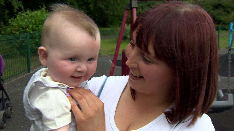 Justine with her baby Cooper