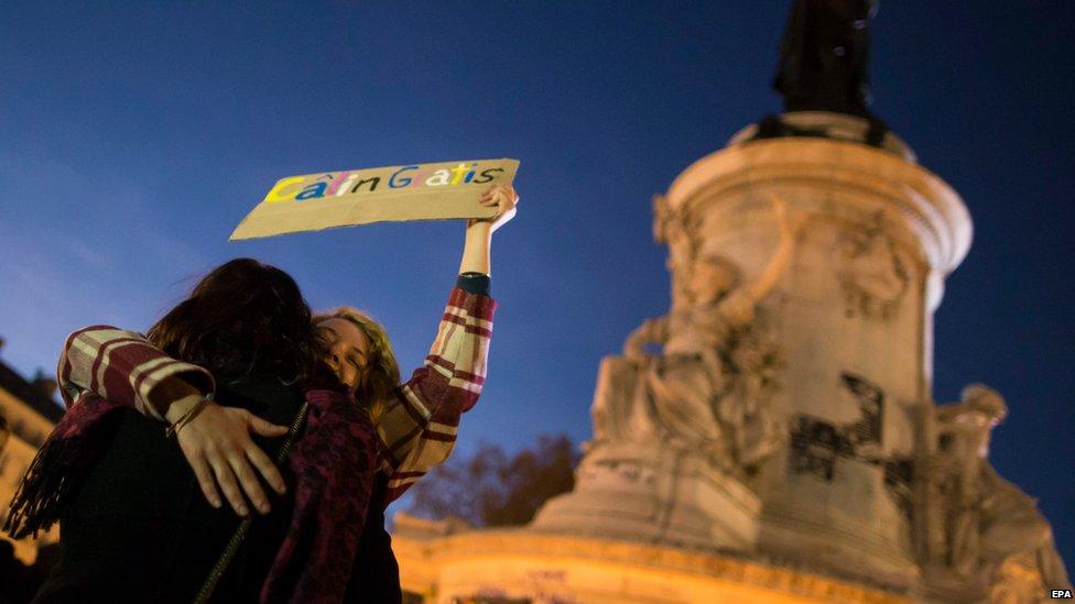 A woman offers a free hug