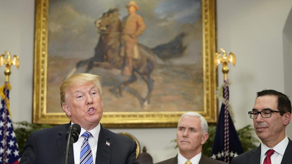 Trump with Roosevelt behind him