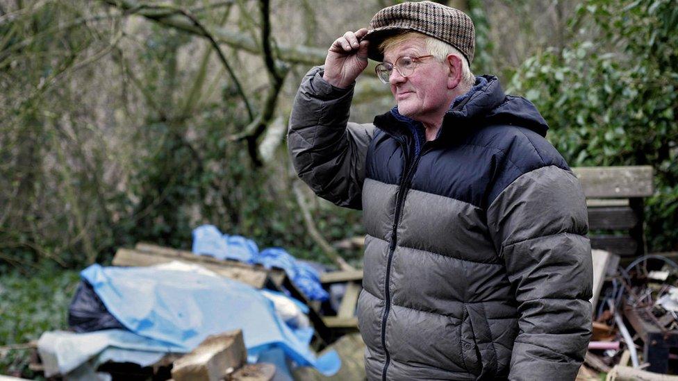 arry Hallowes, 68, on the plot of land Saturday March 5 2005