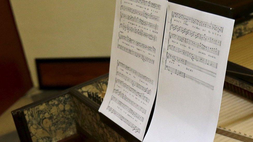 Sheet music on stand