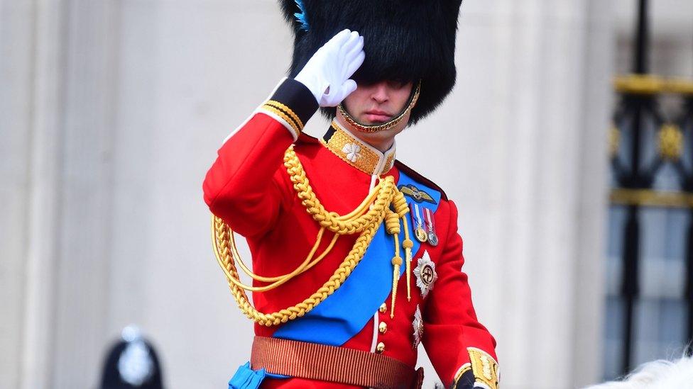 The Duke of Cambridge rides on horseback to Horse Guards Parade