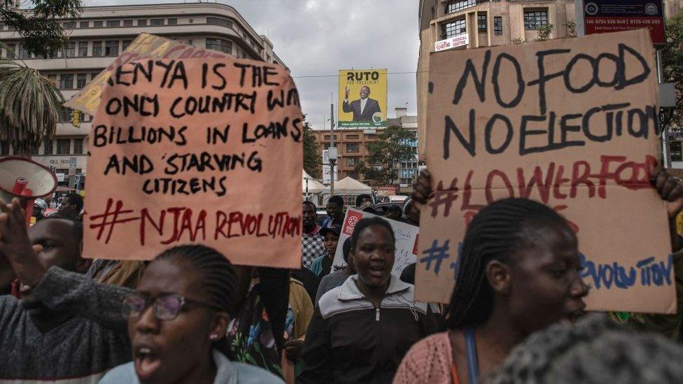 Protesters against the high cost of living