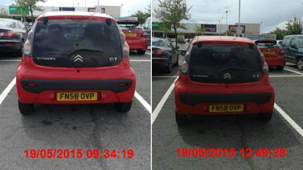 Jade Beeby's car parked at Tritton Retail Park