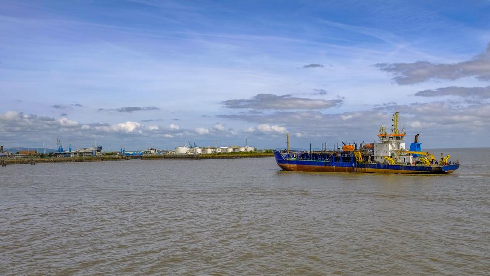 Ship arriving at Cardiff docks