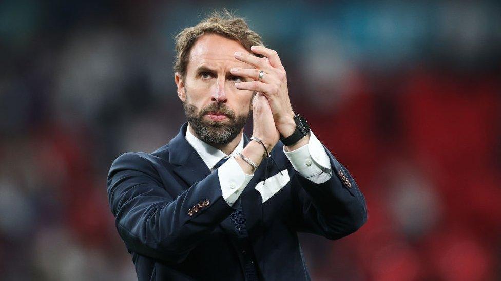 Gareth Southgate applauds fans in Wembley