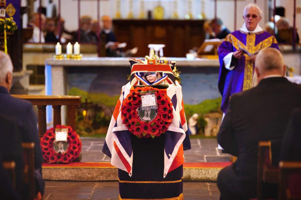 Coffin in church