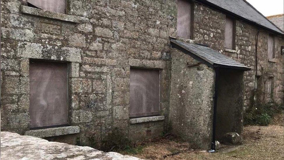 Botallack Manor boarded windows