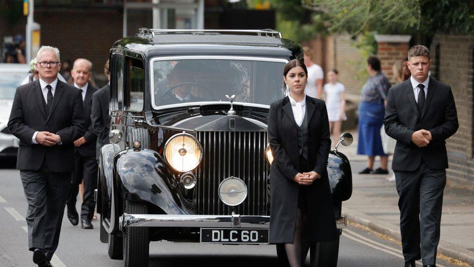 The funeral procession in Barnes, south-west London