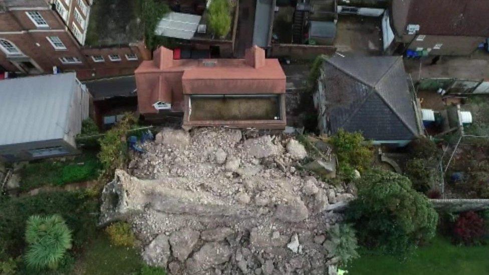 Lewes Castle wall collapses