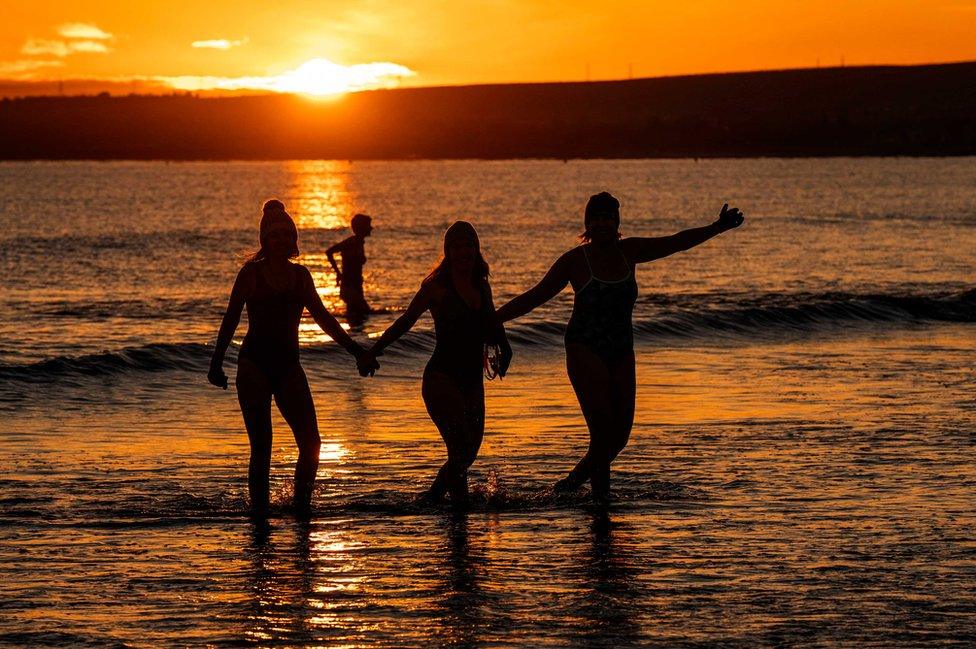 sunrise swim at Portobello Beach