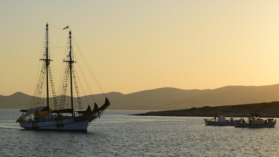 Schooner at anchor