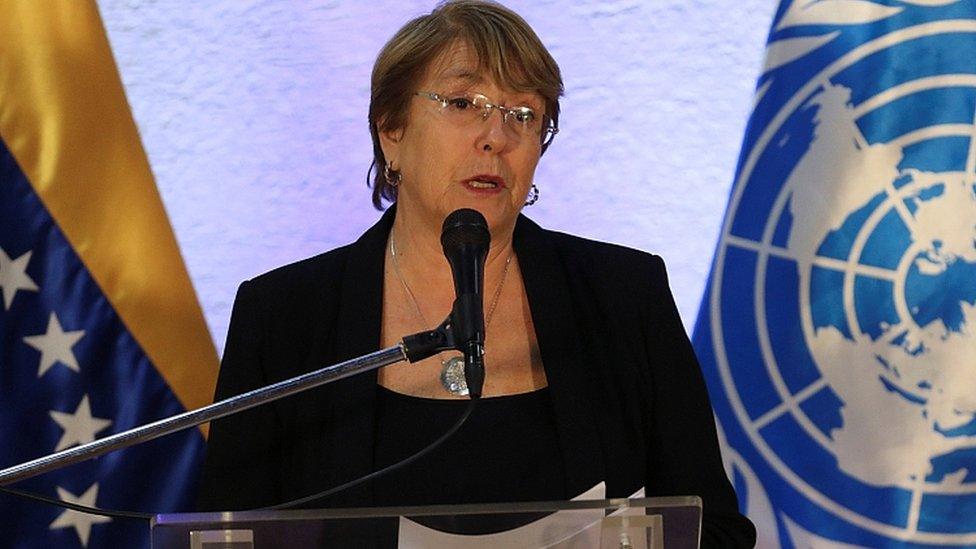 Michelle Bachelet speaks after meeting Venezuela's President Nicolas Maduro in Caracas, Venezuela, June 21, 2019