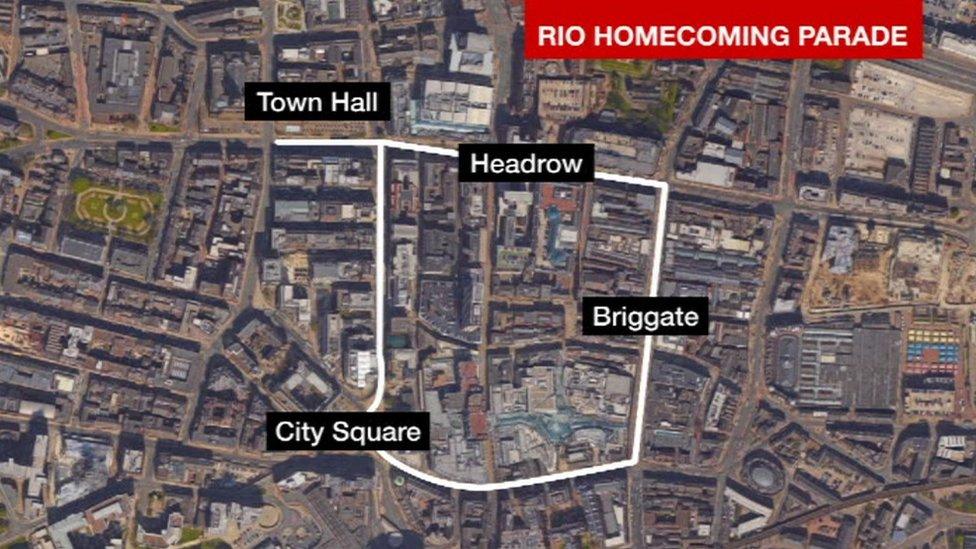 The route of the Rio Heroes parade