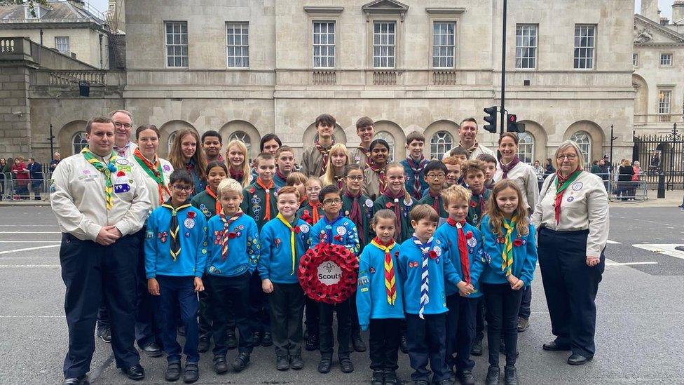 Scouts taking part in the ceremony