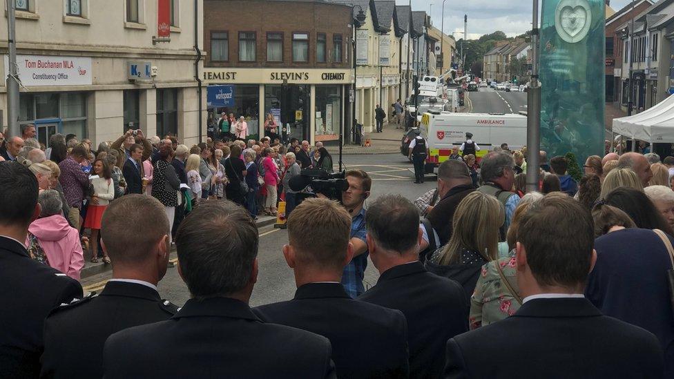 People gathered to pay their respects in Omagh