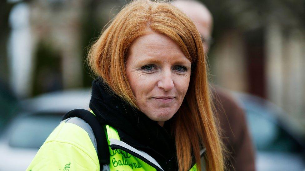 Ingrid Levavasseur at yellow vest rally in north-west France, 15 Jan 19