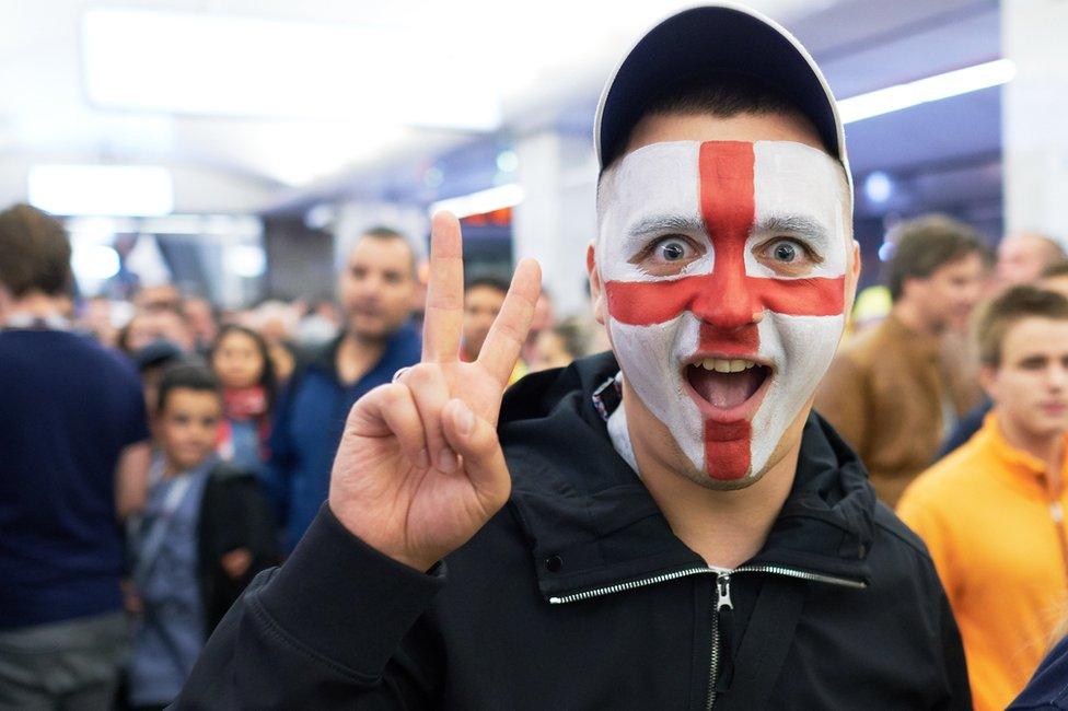 England fan seen at the World Cup in Moscow