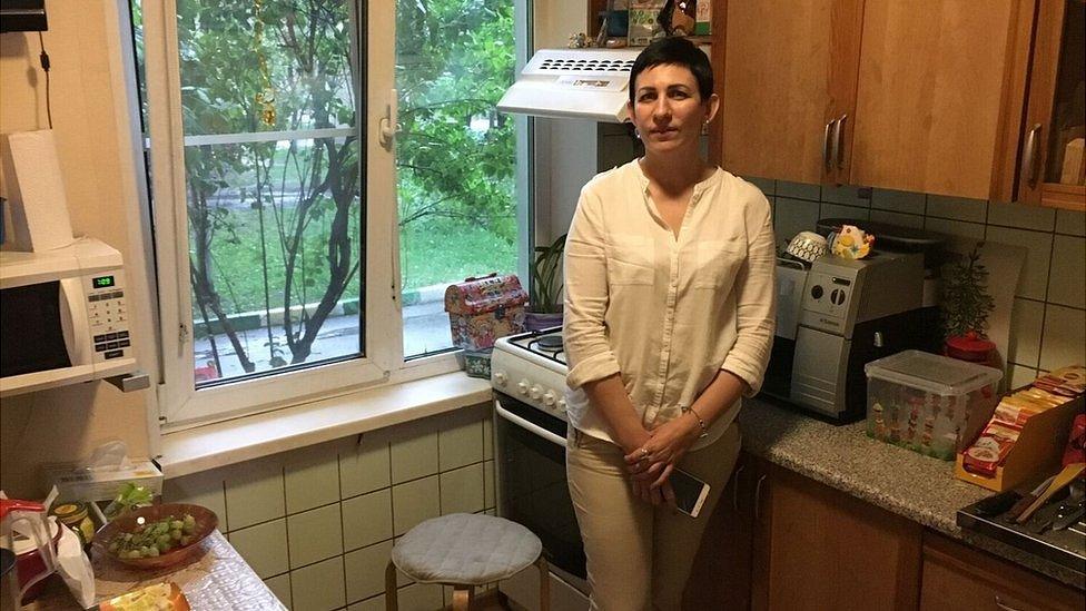 Maria Aslamazyan in her kitchen