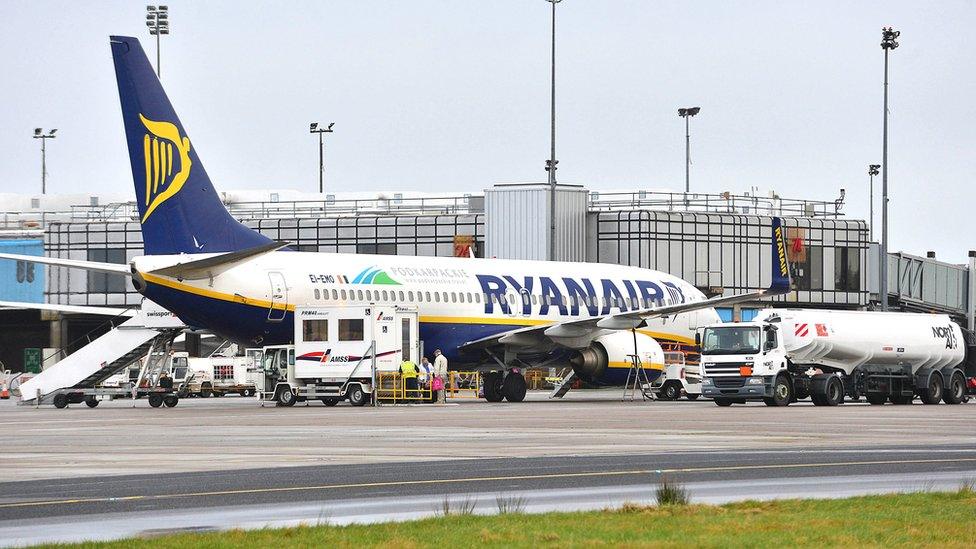 Ryanair plane at Belfast International Airport