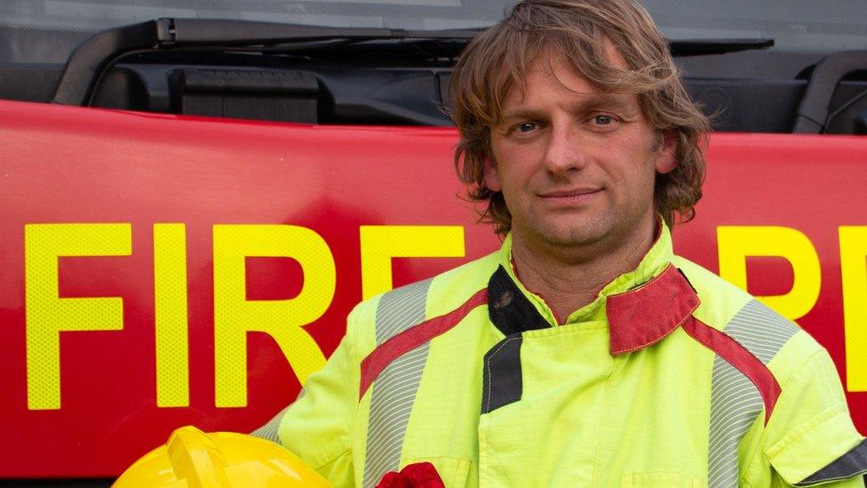 Paul O'Brien in firefighter uniform