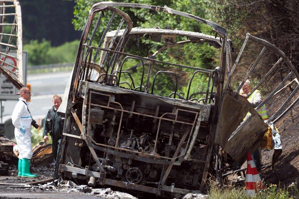 Bus crash scene on A9 near Hof (3 July)