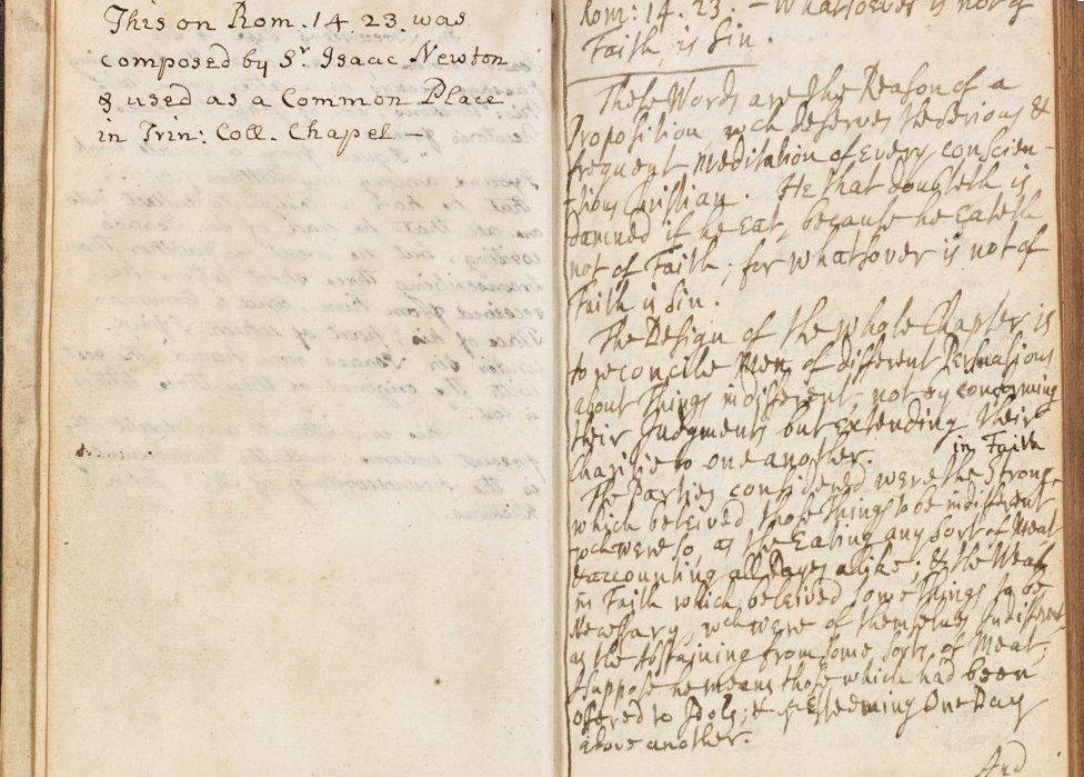 Notebook of Newton's writings