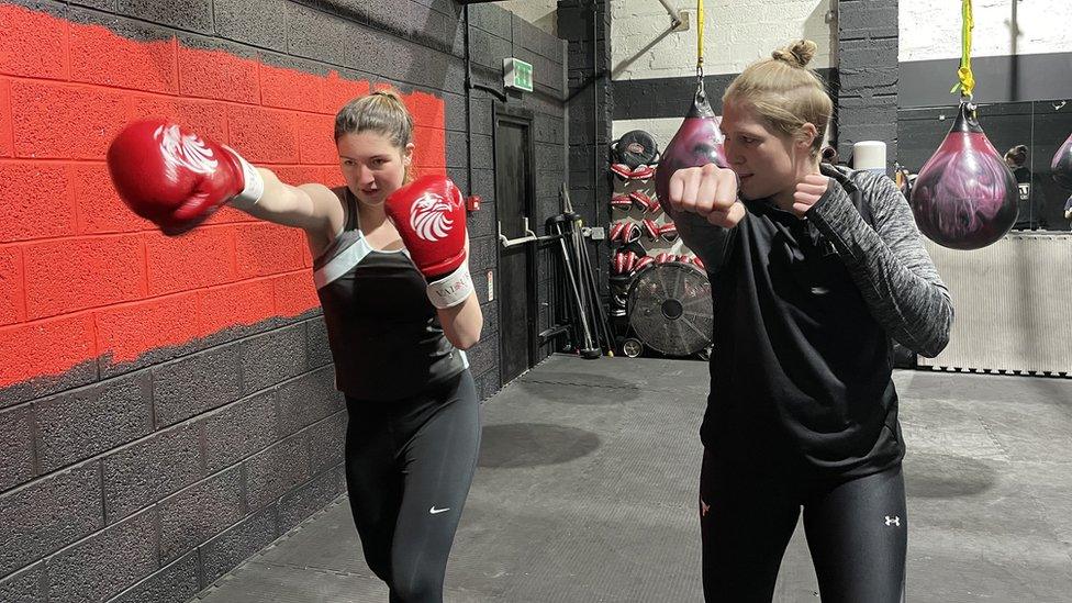 Hannah Rankin with training boxers