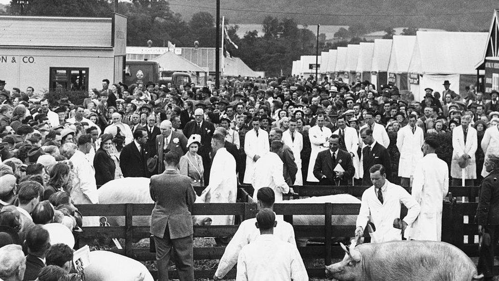 Princess Elizabeth and Duke of Edinburgh at the Royal Show in Shrewsbury in 1949